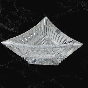 Vintage Rogaska Slovenia Triangle Crystal Centerpiece Serving Bowl Candy Dish 8”
